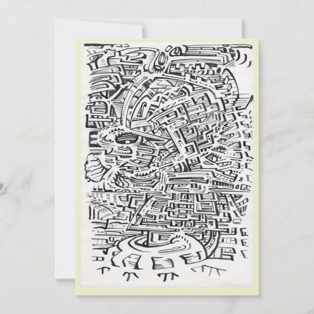 En una tarjeta plana de dibujo con tinta de punto  (Anverso)