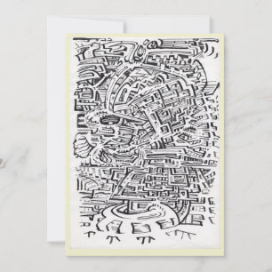 En una tarjeta plana de dibujo con tinta de punto 