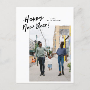 En una tarjeta postal de Año Nuevo inclinada