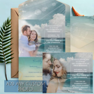 En Uno Destino de Playa Celestial Invitación de Boda Todo