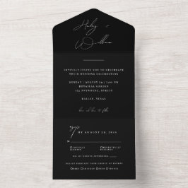En Uno Elegante Invitación de Boda Minimalista Negra Todo