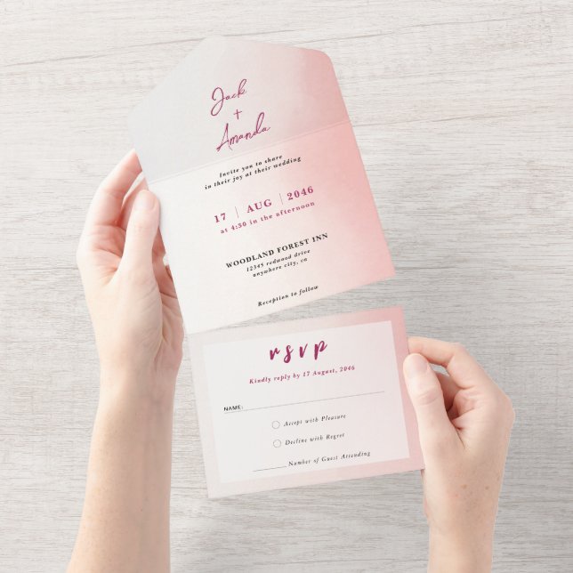 En Uno Impresionante invitación de boda a acuarela todo e (desgarro)