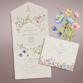 En Uno Invitación de Boda Bohemio de Flor Silvestre Todo 