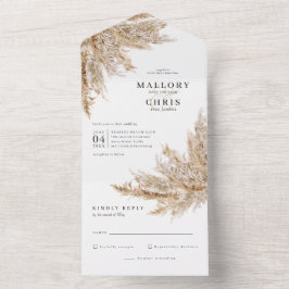 En Uno Invitación de boda de hierba seca de Pampas todo e