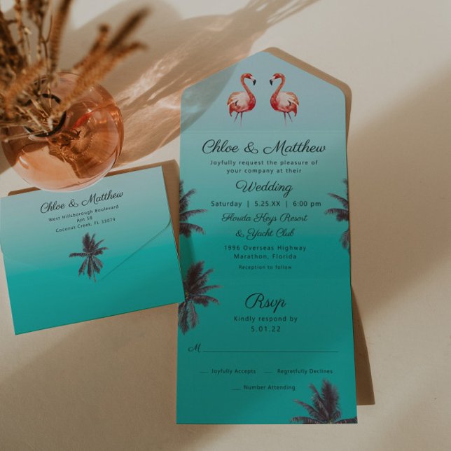 En Uno Invitación de boda todo incluido de playa tropical (Subido por el creador)