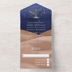 En Uno Invitación de cumpleaños árabe de Desert Foil todo