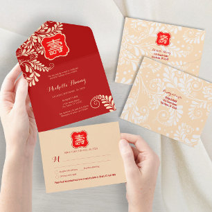 En Uno Invitación de cumpleaños de longevidad china todo