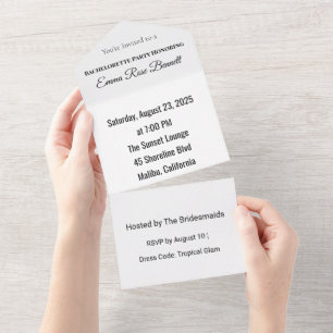 En Uno Invitación de despedida de soltera tropical todo e