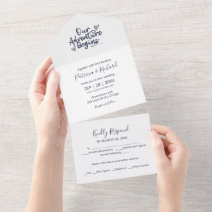 En Uno Nuestra Aventura Comienza Invitación de Boda Todo 