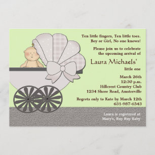 En verde suspenso - Invitación de Baby Shower