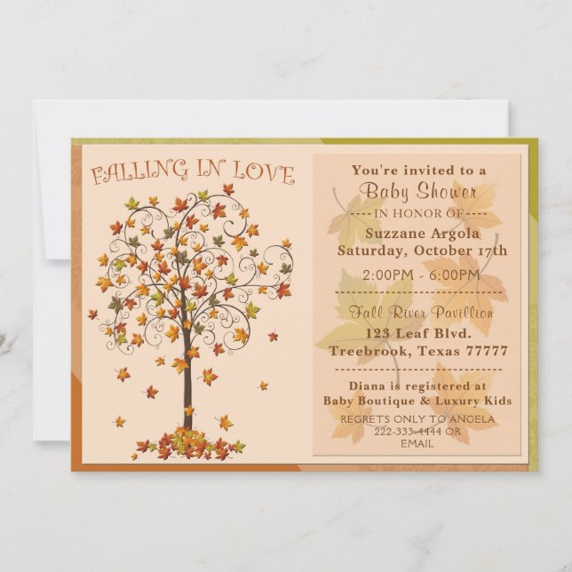 Enamorada Invitación de Baby Shower de otoño (Anverso)