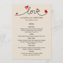 Enamorado Menú simple Boda de texto elegante
