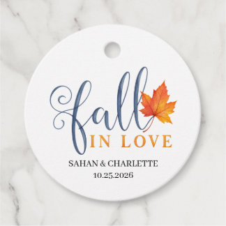 Enamorarse, Favor de boda de otoño, etiqueta de ag