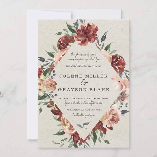 Enamorarse | Invitación de boda Rustic Bloom (Anverso)