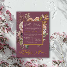 Enamorarse Otoño Floral Elegante Invitación Burgun