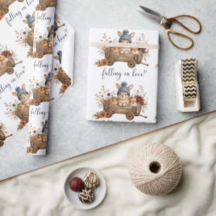 enamorarse Papel de regalo de conejito de otoño