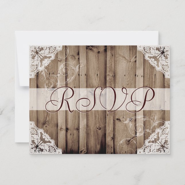 Encabezado de boda de encaje blanco antiguo RSVP (Anverso)