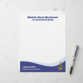 Encabezado de carta de mecánico de barco móvil