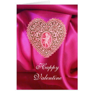 ENCAGE DE CUPIDO CORAZÓN SEDOSO ROSA FUCIA TELA