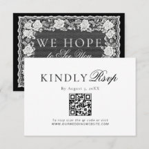 Encaje Antiguo Doily Código QR RSVP Negro Blanco