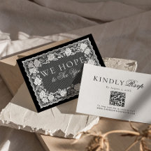 Encaje Antiguo Doily Código QR RSVP Negro Blanco