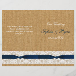 Encaje de arpillera FAUX, programas de boda rústic