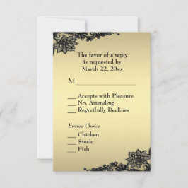 Encaje Dorado Elegante RSVP con Menú