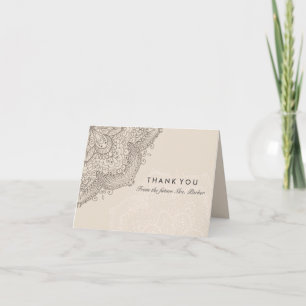 Encaje Floral Tarjeta de agradecimiento de crema