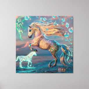 Encantador arte de canvas para caballos de playa