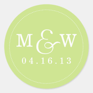 Encantador Boda Monograma Pegatina - Lime