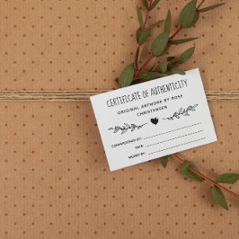 Encantador certificado de autenticidad para la veg