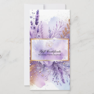 Encantador certificado de regalo de Lavanda