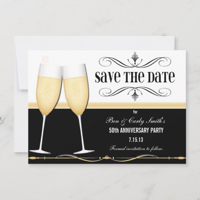 Encantador champán salve la invitación a la cita (Anverso)