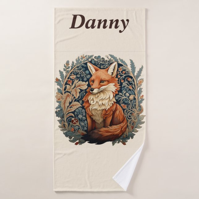 Encantador Fox de Woodland con nombre personalizad (Toalla de baño)