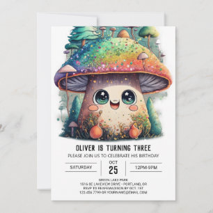 Encantador Hongos Fantasía Invitación de cumpleaño