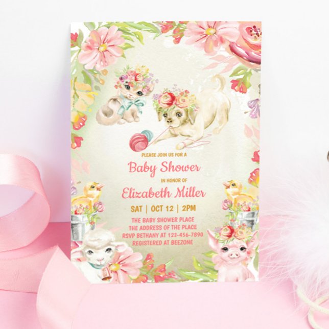 Encantador Invitación de Baby Shower para animales (Subido por el creador)