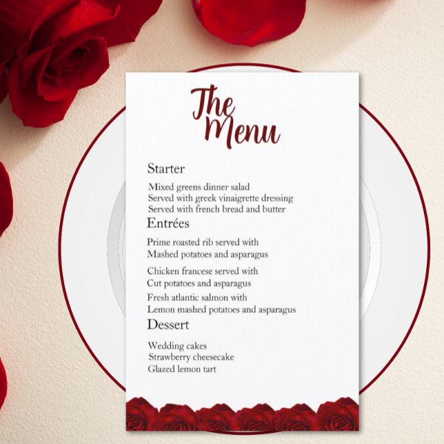 Encantador menú de cena de Boda de Rosa Roja (Subido por el creador)
