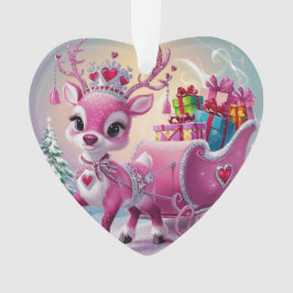 Encantador ornamento de Navidad para renos rosados