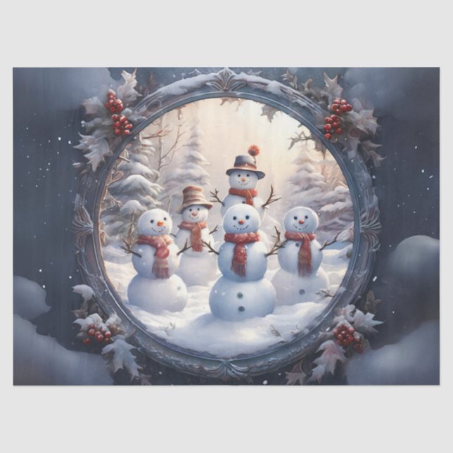 Encantador papel de dibujo de la familia Snowman (Anverso)