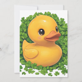 Encantador pato de caucho con invitación a vestido