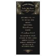 Encantador Programa de Boda de Oro Art Deco Peacoc