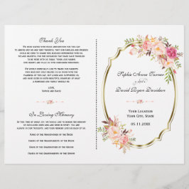 Encantador programa Rubor Floral Gold Wedding