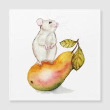 Encantador Ratón en una Pera