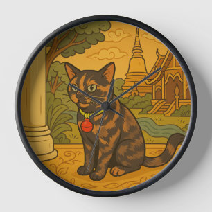 Encantador reloj de gato de Siam
