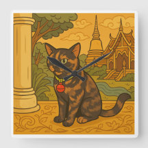 Encantador reloj de la Plaza del Gato de Siam
