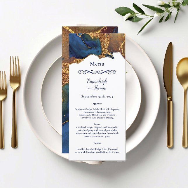 Encantador Resumen Menú Boda Blue Gold (Subido por el creador)