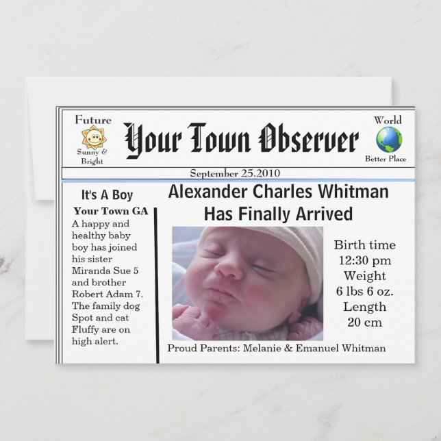 Encantador y anuncio único del nacimiento de un be (Anverso)