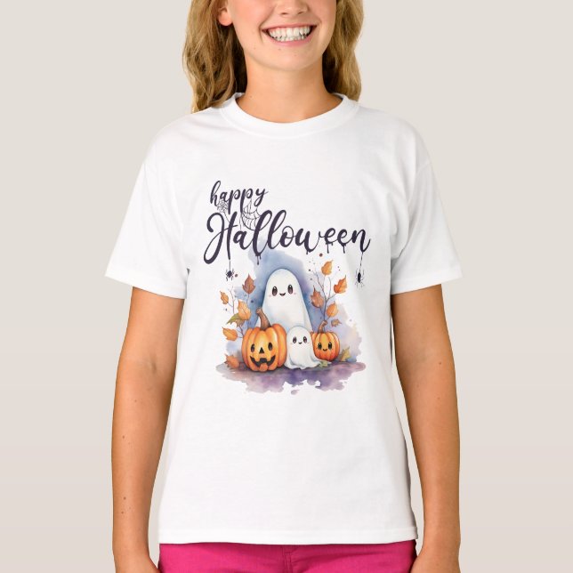Encantadora camiseta de Halloween con calabaza de  (Anverso)
