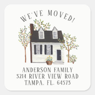 Encantadora etiqueta de dirección de Cape House qu