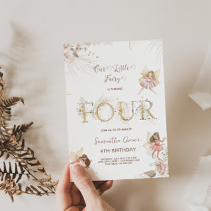 Encantadora Fe 4 Invitación de cumpleaños